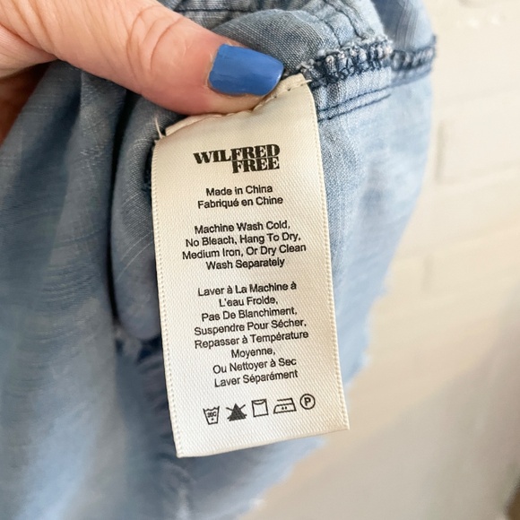 Aritzia Wilfred Free Mini Dress Nori Denim Chambray Light Wash Boxy XS - Picture 9 of 13